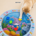 BDTGP Pet Water Play Mat for Cats And Dogs, Inflatable Ocean-Themed Toy with Floating Shapes, Indoor And Shaded Outdoor Activity Mat, Without Battery