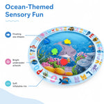 BDTGP Pet Water Play Mat for Cats And Dogs, Inflatable Ocean-Themed Toy with Floating Shapes, Indoor And Shaded Outdoor Activity Mat, Without Battery