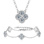 D-Color VVS1 Four Leaf Clover Moissanite Jewelry Set 3 IN 1 Necklace Earrings Bracelet GRA Certified Pass Diamond Tester 18K Gold Plated S925 Sterling Silver Luxury Stackable Fine Jewelry Wedding Anniversary Party Gift For Women