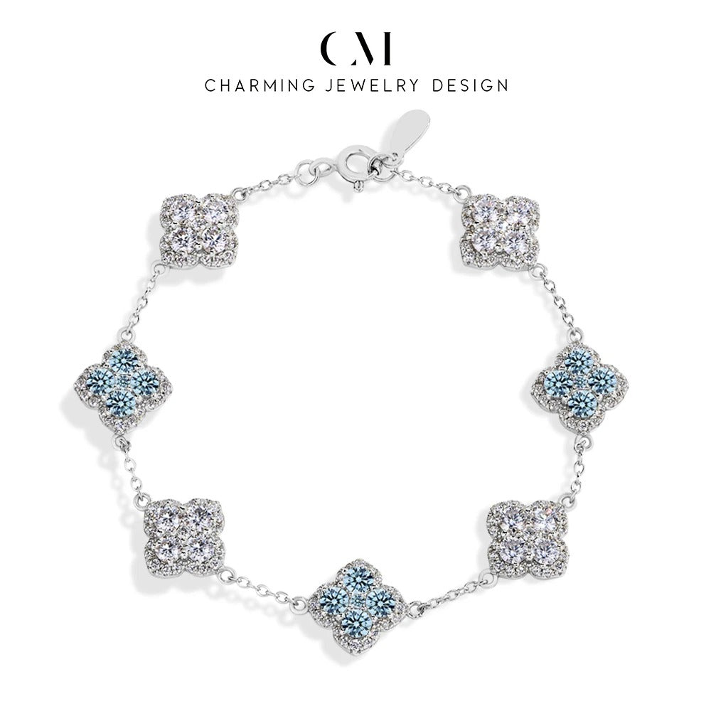 CHARMING Sparkling S925 Silver Top Quality Round Cut Moissanite Diamond Bracelet For Women Engagement Wedding Party Jewelry Gift