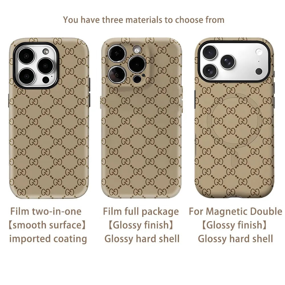 GG Monogram For Magnetic Phone Case for IPhone 17 16 15 14 13 Pro Max Plus Single Double-layer tough Case