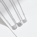 MODIAN Square & Round Halo Moissanite 925 Sterling Silver Pendant Necklace D Color VVS1 Lab Diamond Necklace For Women Jewelry