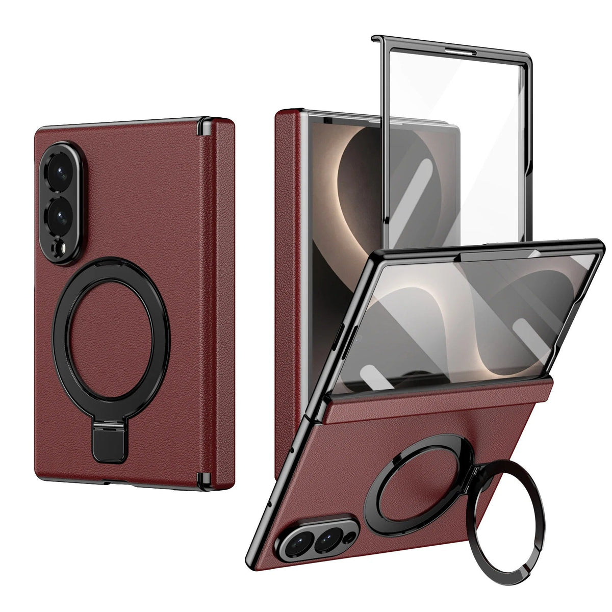 Case for Samsung Galaxy Z Fold 8 Ultra Fold 8 7 6 5 4 Magnetic Hinge Protection with Screen Protector Rotate Ring Holder Cover