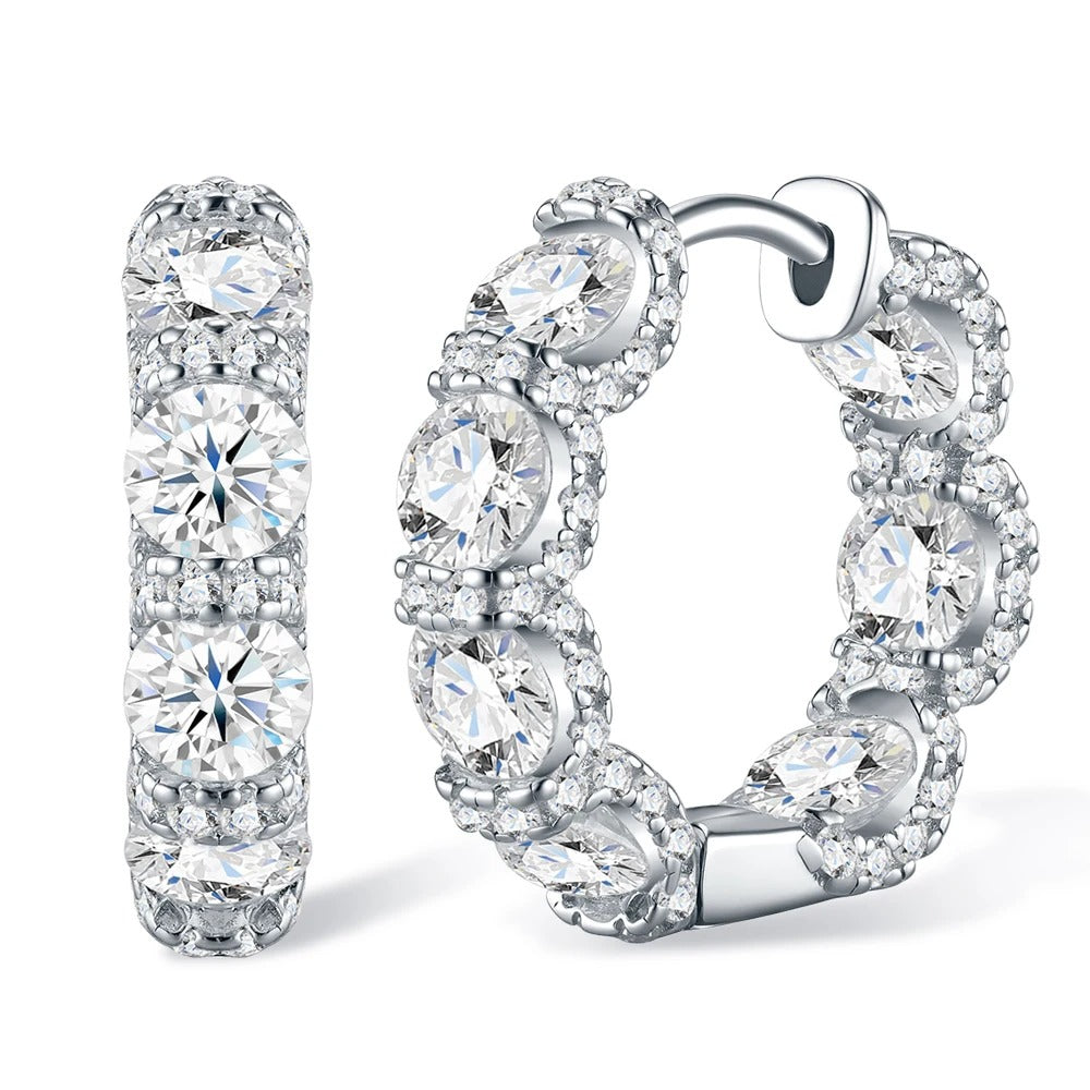 Real 925 Silver Moisanite Earrings D Color 4mm Moissanite Diamond Hoops Earrings for Women Sparking Wedding Fine Jewelry