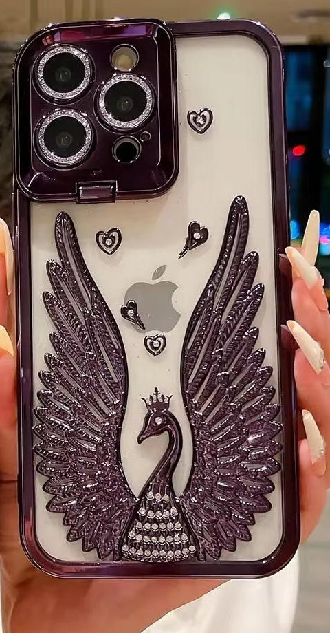 Luxury Peacock Wings Rhinestone Phone Case