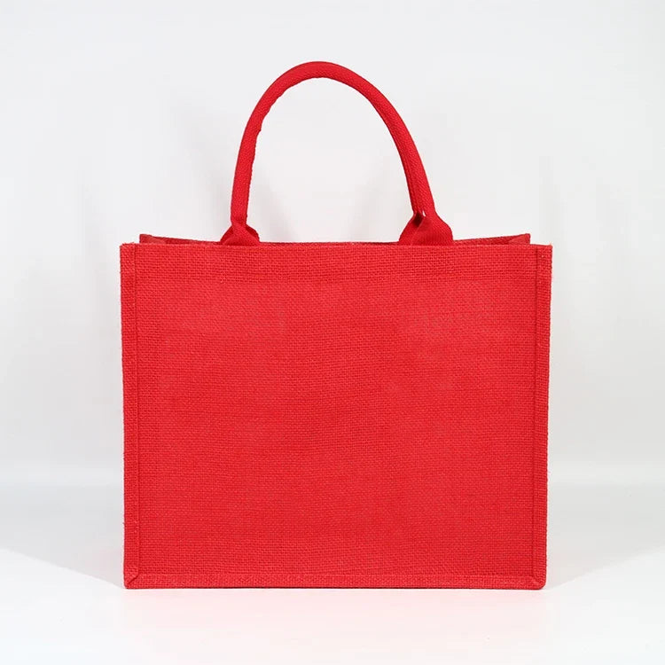 Custom Logo Natural Black Jute Bag Hessian Shopper Tote Bags With Strong Handles