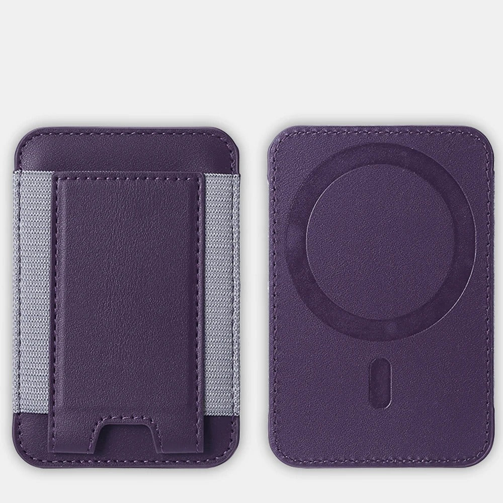 For Magsafe Card Holder Wallet Elastic Leather Pattern Case For iPhone 16 15 12 13 14 17Pro Max S25 Ultra Magnet Phone Bag Cover