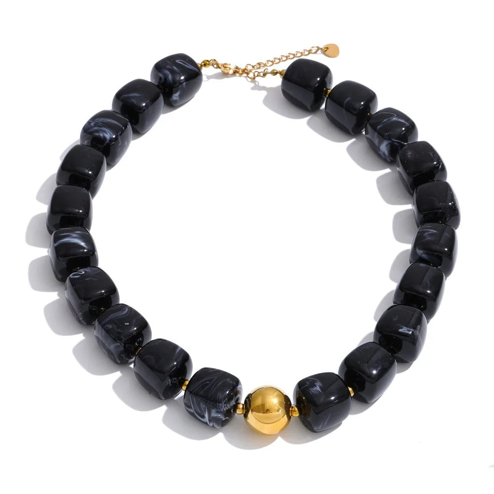 Yhpup Hot Style Handmade Jewelry Acrylic Resin Beads Chain Necklace Bracelet Stainless Steel Spring Summer Statement Accessories