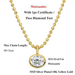 2/3/4CT Oval Cut D-Color VVS1 Solitaire Moissanite Pendant Necklace 1.5mm Solid Choker S925 Sterling Silver GRA Certified Pass Diamond Tester Luxury Fine Jewelry Wedding Party Anniversary Daily Gift For Women
