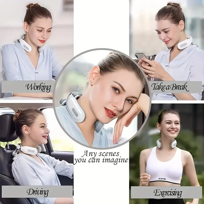 Portable 4D Electric Neck & Shoulder Massager USB Rechargeable Heating Hot Pressing Magnetic Pulse Neck Massage Instrument