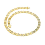 Geometric Moon Shaped Bling Cz Charm Link Chain High Polished Shiny Gold Color Metal Bracelet Necklace Fashion Women Jewelry