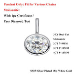 2/3/4CT Oval Cut D-Color VVS1 Solitaire Moissanite Pendant Necklace 1.5mm Solid Choker S925 Sterling Silver GRA Certified Pass Diamond Tester Luxury Fine Jewelry Wedding Party Anniversary Daily Gift For Women