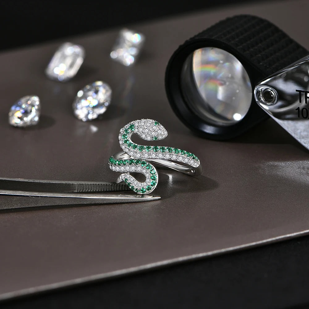 CHARMING Original Snake Moissanite Rings Handmade Lab Diamond Open Ring S925 Silver Men Woman Party Fine Jewelry Gifts Wholesale