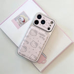 INS Electroplated Leather Hellokitty Phone Case for iPhone 17 Pro 15 14 16 Pro Max Fundas with Plush Pendant Strap Cute Cases