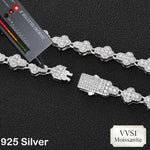 Nuoya Brass/925 VVS1 Moissanite Tennis Necklace Hip Hop Full Paved Diamond Cross Bracelet Unisex