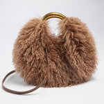 Women's Fashion Long Fur Wool Bag beach Faux Wool Fur Shoulder Bag Ladies Faux Furs Handbag Luxury Mongolian Sheep Fur Bags