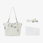 Y2k Aesthetic Underarm Ita Bag Streetwear Girl Transparent Shoulder Bag Heart Shape Chic Chain Handbag DIY Display Crossbody Bag
