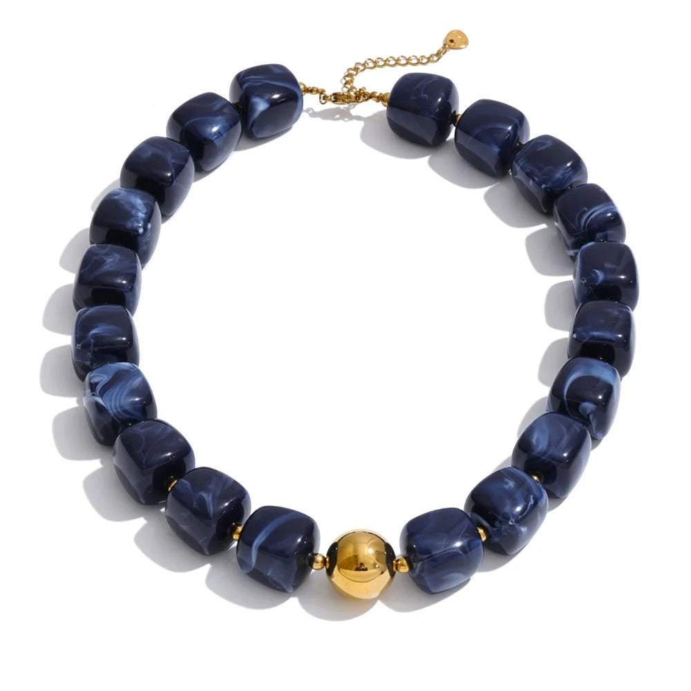 Yhpup Hot Style Handmade Jewelry Acrylic Resin Beads Chain Necklace Bracelet Stainless Steel Spring Summer Statement Accessories